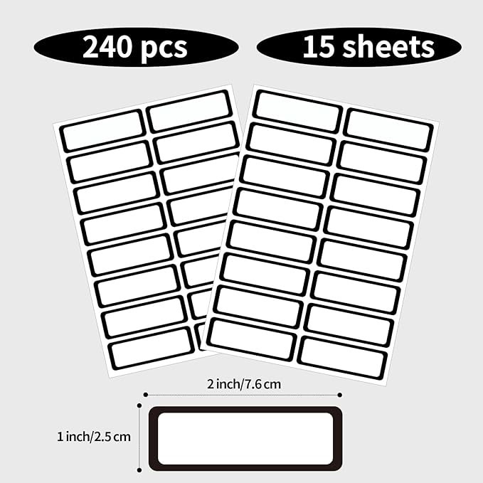 STARLIBOO Color-Coding Removable Labels, Rectangular 1 x 3"" Freezer Labels for Organizing, Tear-Resistant No Residue, Removable Labels for Food Containers (240Pcs), Black Border