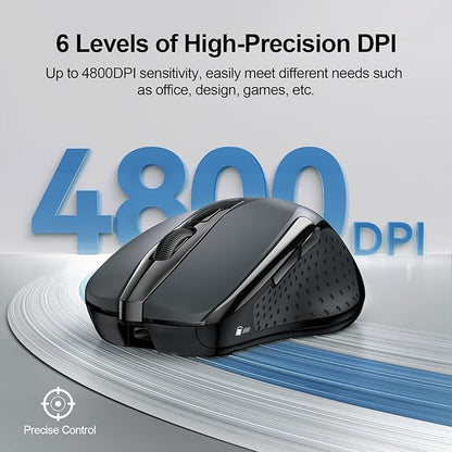 TECKNET Wireless Mouse Rechargeable, 2.4G USB-A Silent Mouse, Quiet Click, 6 Adjustable 4800 DPI, Cordless Computer Mouse, Ergonomic Mouse for Laptop, 6 Buttons Mouse for Chromebook, Ergo Grip