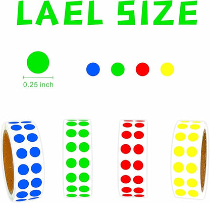 PARLAIM 1/4 Inch Round Adhesive Color-Code Dot Stickers,4000 Circle Coding Label Stickers for Office Classroom