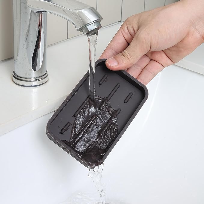 Silicone Kitchen Sink Organizer Tray for Multiple Usage,Easy Clean Sponges Holder for Kitchen Bathroom Counter or Sink,Dish Soap Dispenser,Scrubber,Bottle,Cup Coffee 4.9”x 3.2”