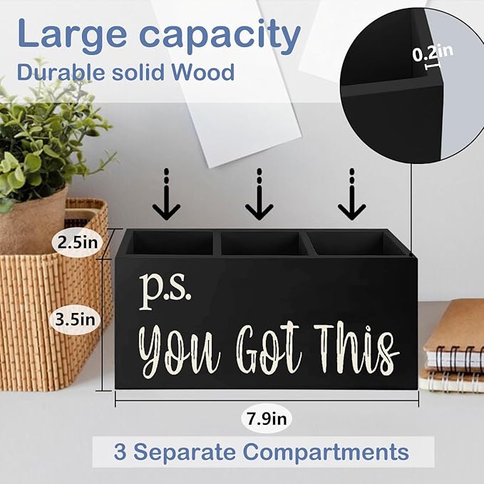 SNNDER You Got This Inspirational Pen Holder for Desk, Encouragement Gifts, Motivational Gifts for Women Men Pen Wooden Pen Pencil Holder Organizer for Office Desk Accessories