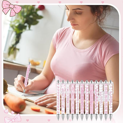 12 Pcs Christmas Christian Pens for Women Bible Verse Ballpoint Pen Christian Gift Inspirational Quotes Pink Bow Smooth Writing 1.00 mm Black Ink Pen for Office Supplies