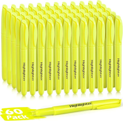KIZZYEA Highlighters, 60 Pack Yellow Highlighters Bulk, Bright Color Chisel Tip & Dry-Quickly, No Bleed Highlighter Markers for Adult Kids, School Supplies for Teachers, Office Classroom Must Have