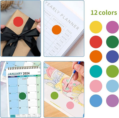 REGELETO 4200 PCS 0.75 Inch 12 Colors Round Colored Dot Stickers for Toddlers Teaching Papers, Color Coding Labels, Circle Dots Stickers for Office and Student Classroom (25 Sheets)