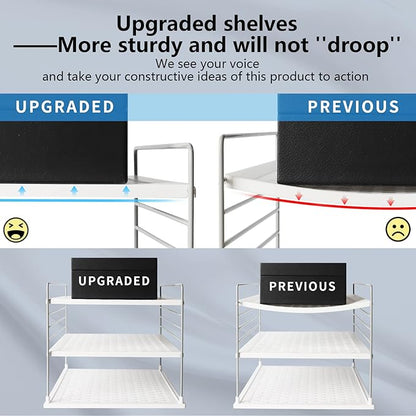 Upgraded Cabinet Organizers and Storage -Divided Compartment Holder for Plastic Bag, Wrap, Foil, Snack and Box for Kitchen Organization and Storage-Under Sink Organizers and Storage Suitable
