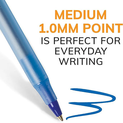BIC Round Stic Xtra Life Blue Ballpoint Pens, Medium Point (1.0mm), 12-Count Pack of Bulk Pens, Flexible Round Barrel for Writing Comfort, No. 1 Selling Ballpoint Pens