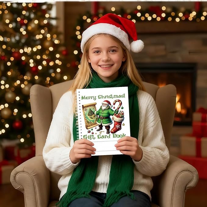 Merry Christmas Gift Card Holder Book - DIY Spiral-Bound with Surprises, College Survival & Graduation Gift, Greeting Card Keeper for Holidays （S13）