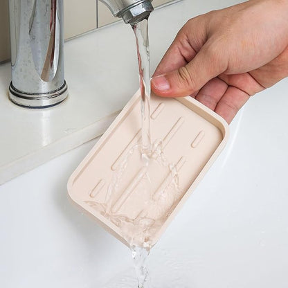 Silicone Kitchen Sink Organizer Tray for Multiple Usage,Easy Clean Sponges Holder for Kitchen Bathroom Counter or Sink,Dish Soap Dispenser,Scrubber,Bottle,Cup Tapioca 4.9”x 3.2”