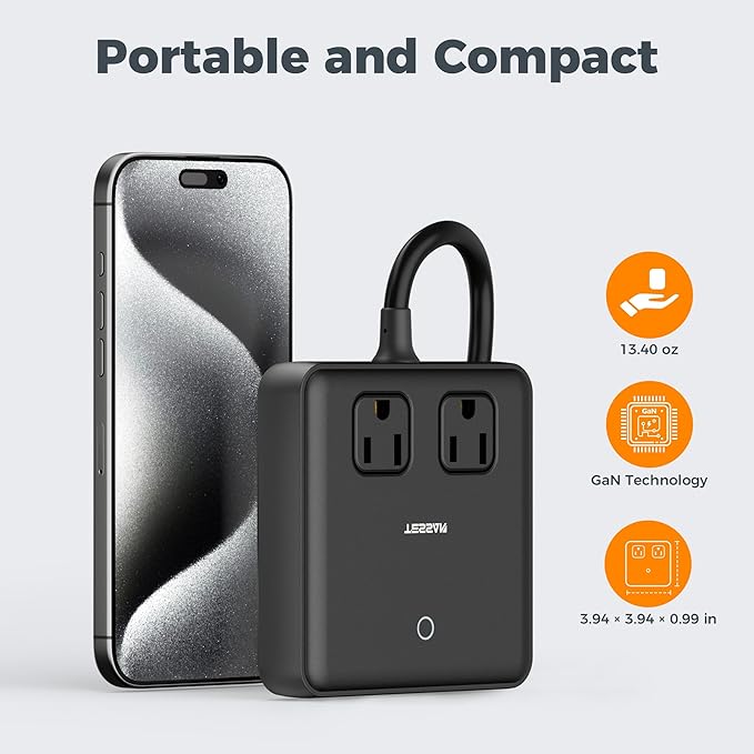 TESSAN Charging Station PD 100W for Multiple Devices, 6-in-1 USB C Charger Block Compatible with iPhone 16/15, MacBook, Charging Dock with 3 USB-C, 1 USB-A & 2 AC, Home Office Travel Accessories