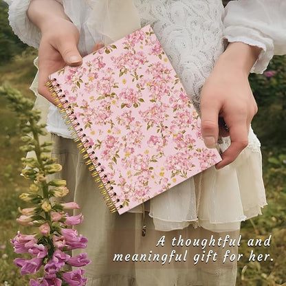 Coquette Floral Notebook Journal Gifts for Women, Pink Cute Gifts Spiral Notebook for Teen Girls，Aesthetic Journal 5.5x8.4 Inch, School Office Supplies