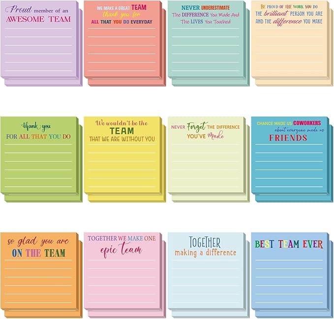 Yinder 24 Pcs Inspirational Sticky Notes Christmas Stocking Stuffers Motivational Sticky Notes Pad Employee Appreciation Gift Bulk for Teacher Nurse Coworker Office 3 x 3'' (Thank You,Light)