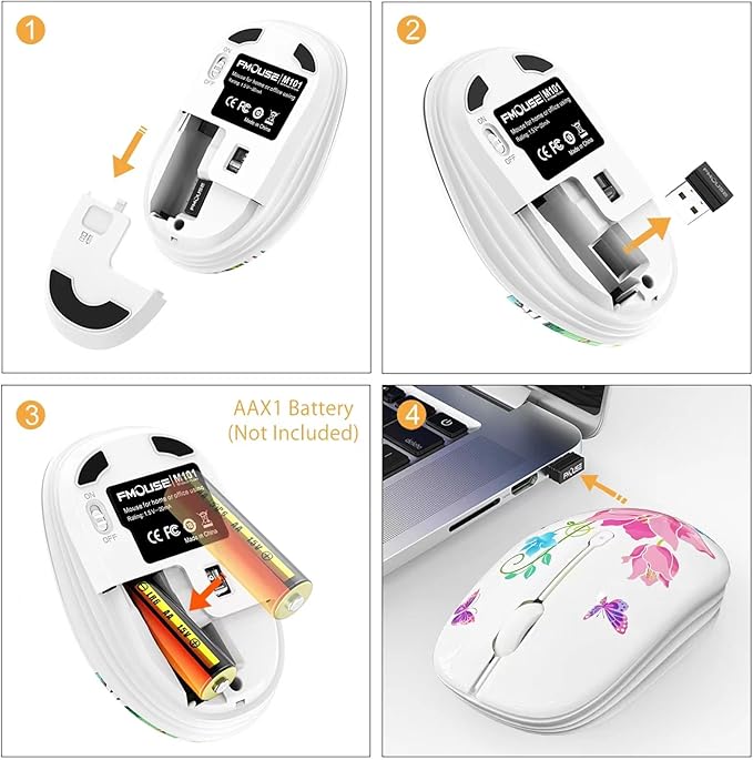 JUHOO Wireless Mouse with Nano Receiver for PC, Laptop, Notebook, Computer, MacBook, Less Noise, Portable Mobile Optical Mice