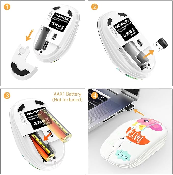 JUHOO Wireless Mouse with Nano Receiver for PC, Laptop, Notebook, Computer, MacBook, Less Noise, Portable Mobile Optical Mice