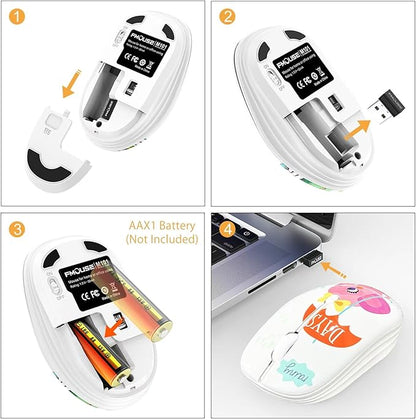 JUHOO Wireless Mouse with Nano Receiver for PC, Laptop, Notebook, Computer, MacBook, Less Noise, Portable Mobile Optical Mice