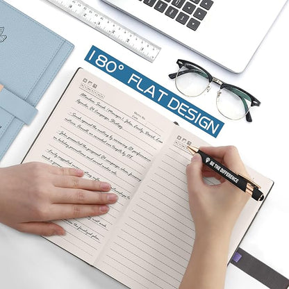 ENOMY Personalized A5 Notebook Set 300 Pages Custom Notebook PU Leather Personalized Journal with Storage Pocket for Writing College Office Business Gift, Blue