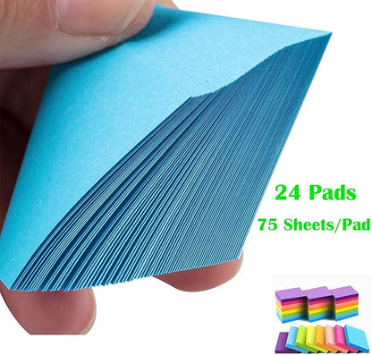 Mini Sticky Notes 1.5x2 Inches, Bright Colors Self-Stick Pads, 24 Pack, 75 Sheets/Pad,1800 Sheets