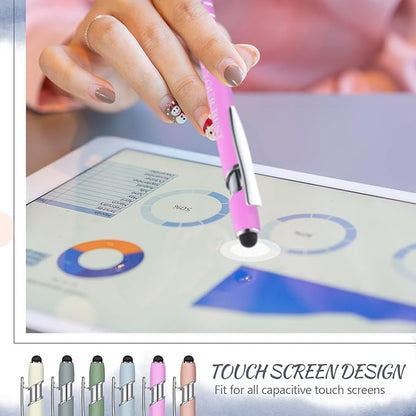 Zonon 12 Pcs Inspirational Pens Bulk Funny Ballpoint Pen with Stylus Tip Motivational Gifts for Christmas Teacher Coworkers Nurse School Office Supplies(Morandi,Boss Lady)