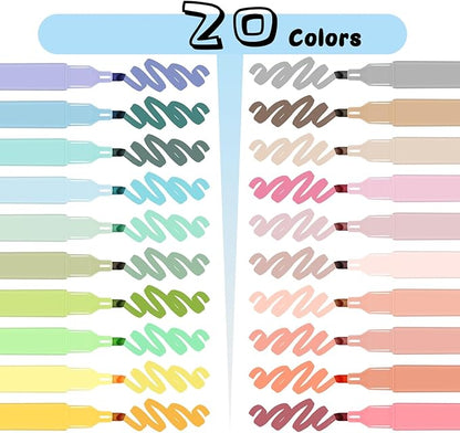 Vitoler 20Pcs Highlighters,Pastel Highlighters Set,Assorted Morandi Color Highlighter, Chisel Tip Bible Highlighter for School Office Supplies