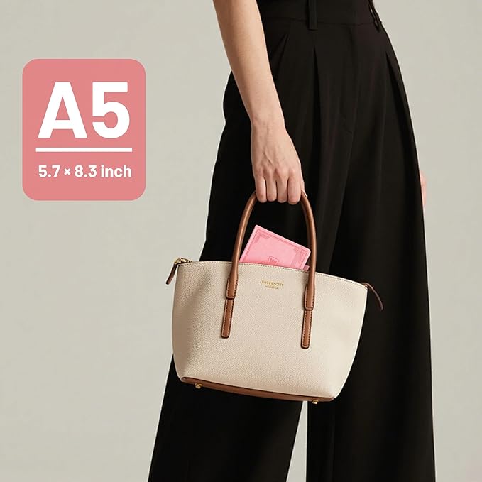 CAGIE Leather Lined Journal Notebook for Men & Women, Debossed Cross, 320 Pages 100 GSM Thick Paper, A5 Hardcover Journaling Notebooks for Writing, 5.7'' X 8.3'' Diary, Pink