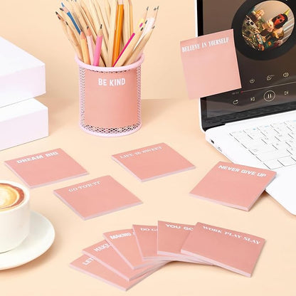 Yinder 24 Pcs Inspirational Sticky Notes Christmas Stocking Stuffers Motivational Sticky Notes Pad Employee Appreciation Gift Bulk for Teacher Nurse Coworker Office 3 x 3'' (Inspire,Pink)