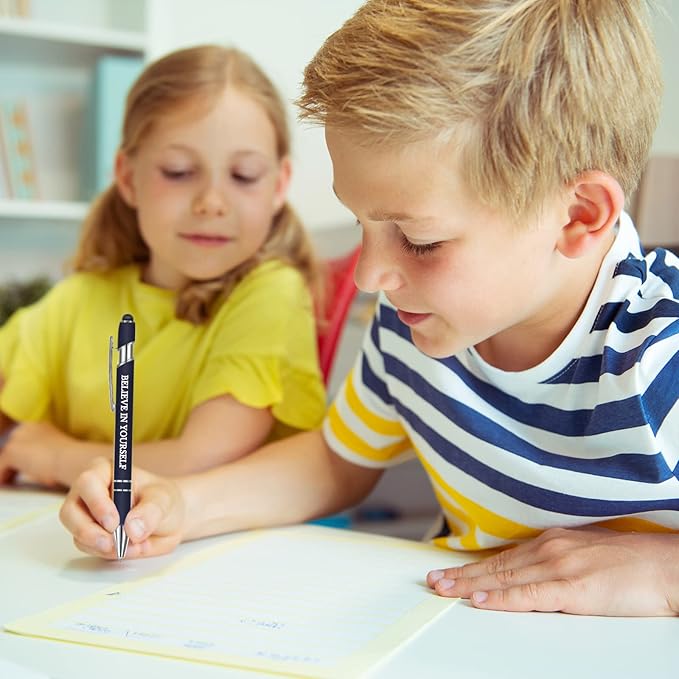 Zonon 12 Pcs Inspirational Pens Bulk Funny Ballpoint Pen with Stylus Tip Motivational Gifts for Christmas Teacher Coworkers Nurse School Office Supplies(Rainbow Colors,Classic Style)