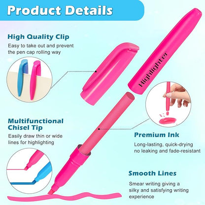 V-Opitos 30 Pack Highlighters in 6 Assorted Colors, No Bleed, Bright With Soft Chisel Tips, Ideal for Office and School Supplies