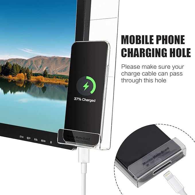 Office Desk Accessories 2pcs Multifunction Computer Monitor Memo Board - Transparent Computer Side Panel Memo Creative Monitor Side Panel with Phone Holder Suitable for Office Home Desktop