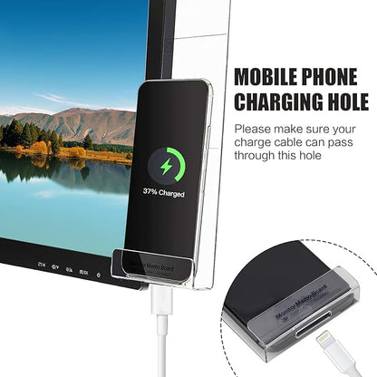 Office Desk Accessories 2pcs Multifunction Computer Monitor Memo Board - Transparent Computer Side Panel Memo Creative Monitor Side Panel Suitable for Office Home Desktop (Notepad Sticky Notes Set)