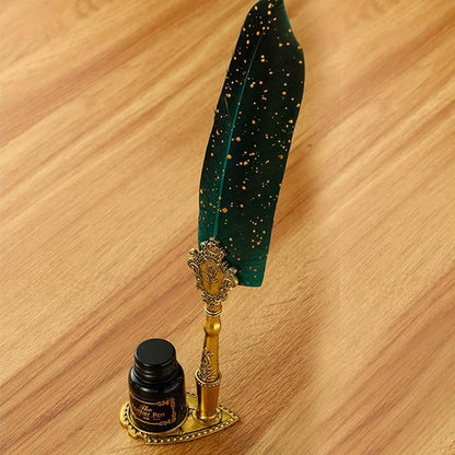 Antique Feather Pen Set, with Craft Decoration Pen, Wood Dip Pen, Metal Spoon, Wax Seal Sticks, Ink, Candle, Pen Nibs, Pen Nib Holder, Wax Seal Kit for Wedding Invitation Card #88