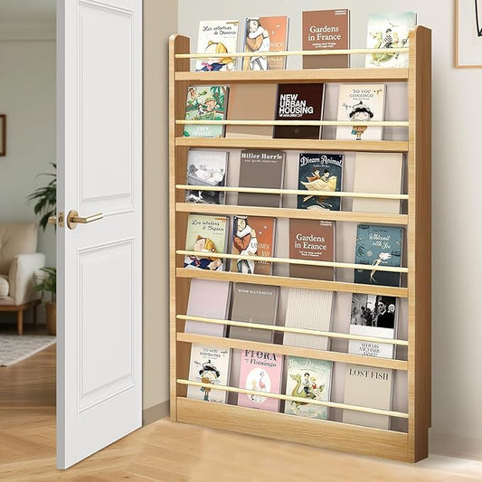 Book Shelf, Kids Bookshelf, Wall Bookshelf - 2/3/4/5/6 Tier Bookcase for Children's Books and Toys for Bedroom, Study or Living Room (Log Color)