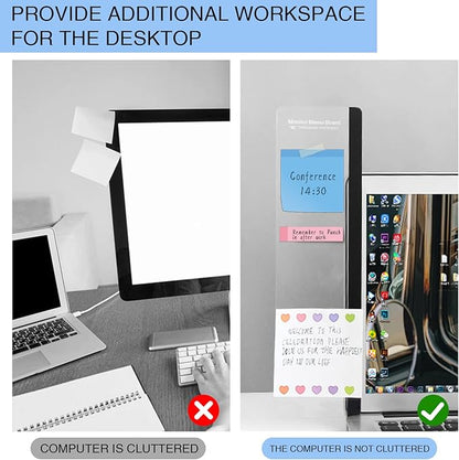 Office Desk Accessories 2pcs Multifunction Computer Monitor Memo Board - Transparent Computer Side Panel Memo Creative Monitor Side Panel Suitable for Office Home Desktop