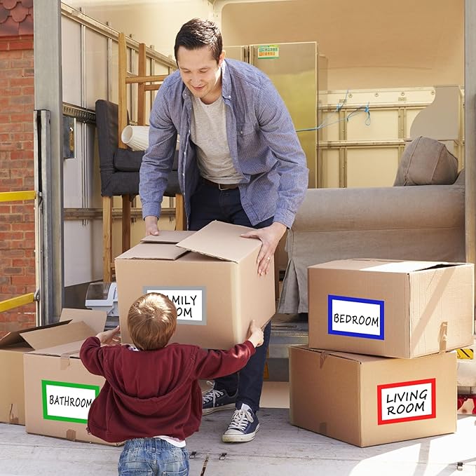 6 x 4 inch Large Moving Labels for Boxes, Blank Moving Boxes Labels Stickers, 160pcs 8 Color Coded Moving Stickers Packing Labels Stickers for Home Organization Projects, Kitchen, Storage Bins