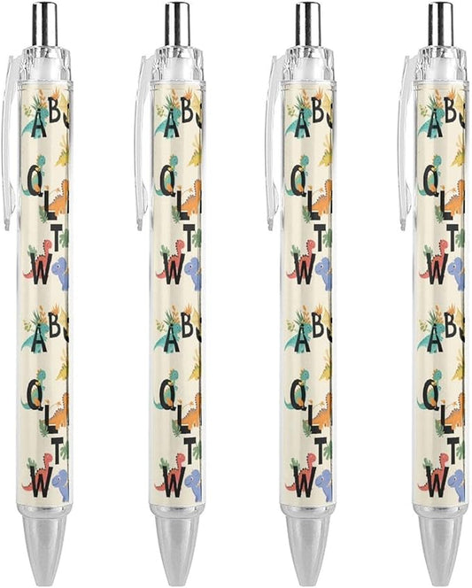 0.5mm Ballpoint for Unisex, Retractable Dinosaur Ball Pen, Fine Point Smooth Writing Pen Office Supplies, 4 Pcs