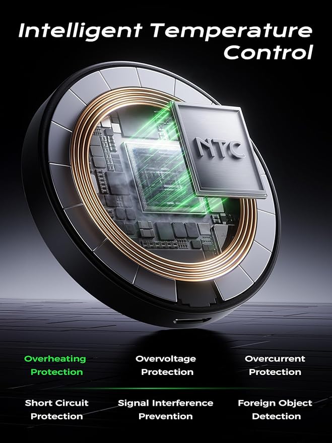 THREEKEY Charging Station, for MagSafe Charger with 180° Rotation, Qi2 15W Fast Charging Pad with Dual-Sided Magnets, Magnetic Wireless Charger Stand for iPhone 16-12 Series/Airpods (TZH103 Black)