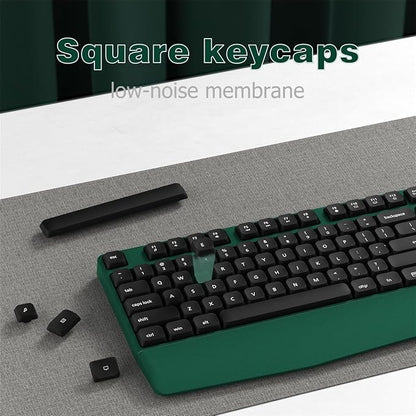 Wireless Keyboard and Mouse Combo, Ergonomic Keyboard with Wrist Rest and Mouse, 2.4Ghz Wireless Connection, Compatible with PC/Laptop/Windows/Mac for Home and Office Use (Black Green)