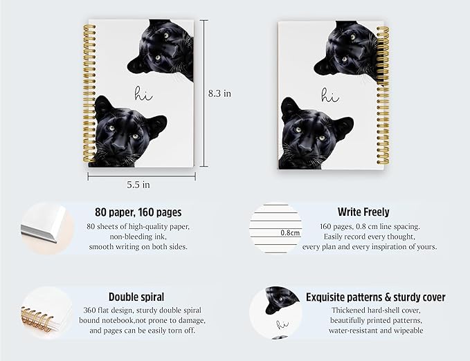 Cheetah Notebook Journal,Y2k Leopard Journal Notebook Gifts for Women Teen Girls,Hardcover Spiral Notebooks for School Work Notes Supplies,5.5x8.3 Inch