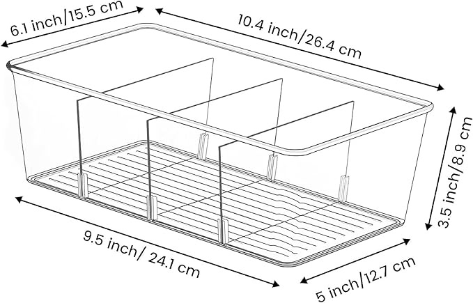 wilfox Pantry Organizer, 7 Pack Clear Bins with Removable Dividers, Pantry Organizers and Storage, Fridge and Cabinet Organizer for Snack, Pouches, Spice Packets