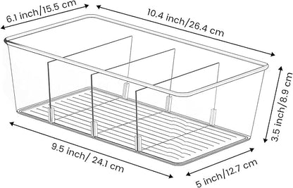 wilfox Pantry Organizer, 7 Pack Clear Bins with Removable Dividers, Pantry Organizers and Storage, Fridge and Cabinet Organizer for Snack, Pouches, Spice Packets