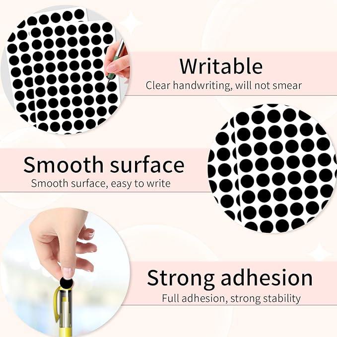 Starboling Dot Stickers - 1400pcs Black Circle Labels, 1/2 Inch Round Stickers for Office, Classroom, Garage Sale