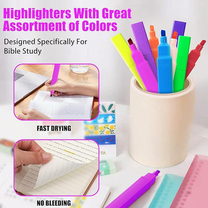 Vitoler Highlighters,10 Pack Assorted Colors Highlighters with Soft Chisel Tip,Bible Highlighter No Bleed,Book Markers for Women