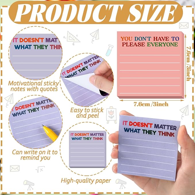 Yinder 24 Pcs Inspirational Sticky Notes Christmas Stocking Stuffers Motivational Sticky Notes Pad Employee Appreciation Gift Bulk for Teacher Nurse Coworker Office 3 x 3'' (Mental Health,Aesthetics)