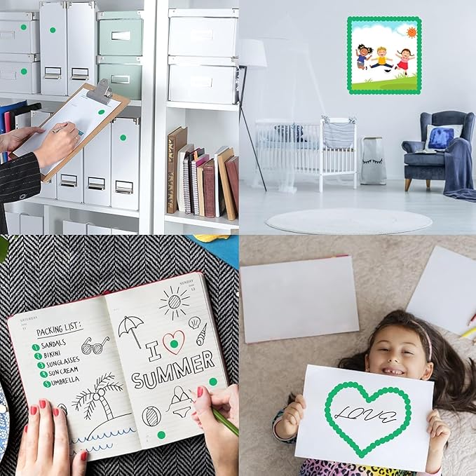 1400 PCS Colored Dot Stickers Round Color Coding Labels Polka Circle Dot Label Sticker for Office,Classroom,Papers Etc (Green, 3/4 inches)