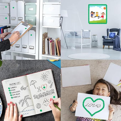 1400 PCS Colored Dot Stickers Round Color Coding Labels Polka Circle Dot Label Sticker for Office,Classroom,Papers Etc (Green, 3/4 inches)