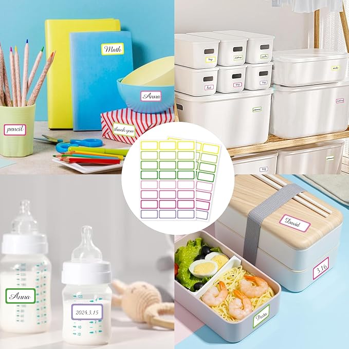 STARLIBOO Removable Freezer Labels,1x2 Inch Color Coding Removable Labels for Food Containers, Removable Label Easy Peel Off, Freezer Label to Write on/Waterproof (8 Colors,360 Pcs)