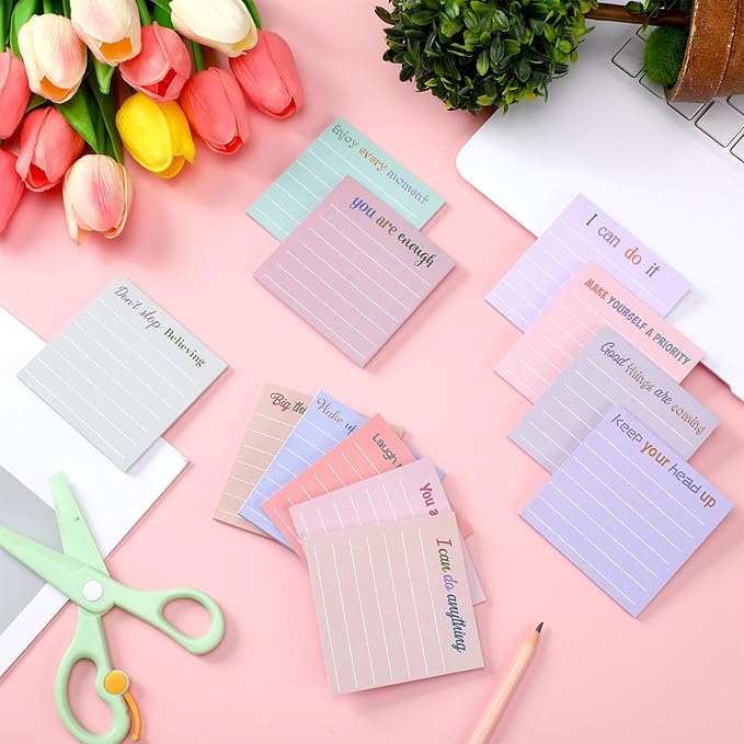Yinder 24 Pcs Inspirational Sticky Notes Christmas Stocking Stuffers Motivational Sticky Notes Pad Employee Appreciation Gift Bulk for Teacher Nurse Coworker Office 3 x 3'' (Motivation,Aesthetics)
