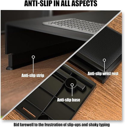 Computer Tilt Keyboard Stand - Acrylic Ergonomic Keyboard Holder for Easy Typing Working, Keyboard Riser with Comfortable Wrist Rest for Keyboard, Office, Home - Fits All Keyboard Sizes