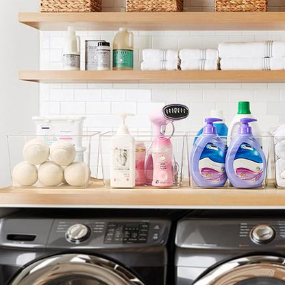 Vtopmart 8 Pack Extra Large Clear Plastic Storage Bins,11x11 Cube Acrylic Organizer Square Containers with Handle for Pantry,Closet,LaundryRoom,Kitchen,Bathroom,UnderSink Organization