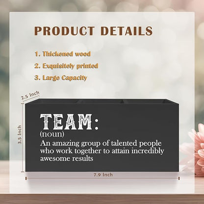 Team Gifts Pencil Pen Holder for Desk, Team Employee Coworker Appreciation Gifts, Definition Wooden Pencil Holder Organizer for Home Office Desk Accessories