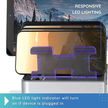 Charging Station for Multiple Devices, with 6 USB Fast Ports, Compatible with Cell Phones, Smart Phones, Tablets, and Other Electronics (Silver)