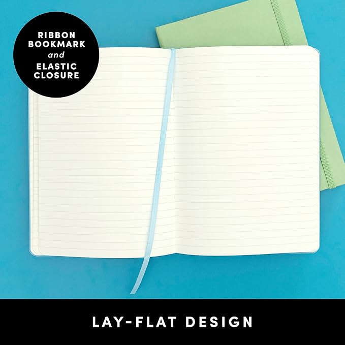 PAPERAGE Lined Journal Notebook, 3 Pack, (Turquoise), 160 Pages, Medium 5.6 in x 8 in - 100 GSM Thick Paper – Hardcover Journaling Notebook for Work, School & Note Taking